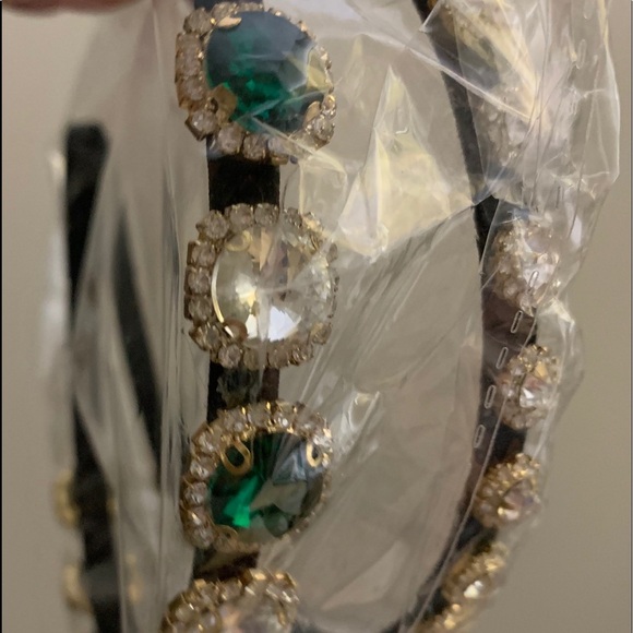 Double Layer Rhinestones Clear & Green 💚 Stunning Headband 🤍💚🤍 - Picture 6 of 8